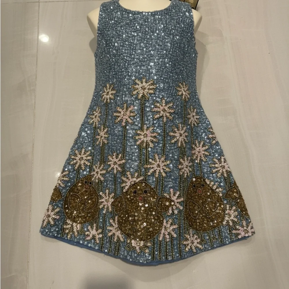 Elegant Blue and‎ Gold Formal Kids Dress
